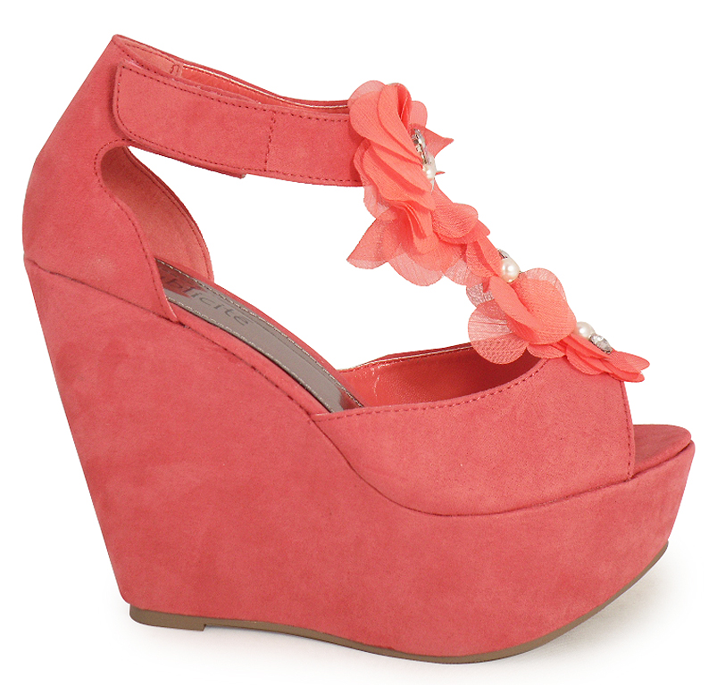 NEW LADIES WOMENS SEXY CORAL WEDGE HEEL SHOES SIZES 3-8 | eBay