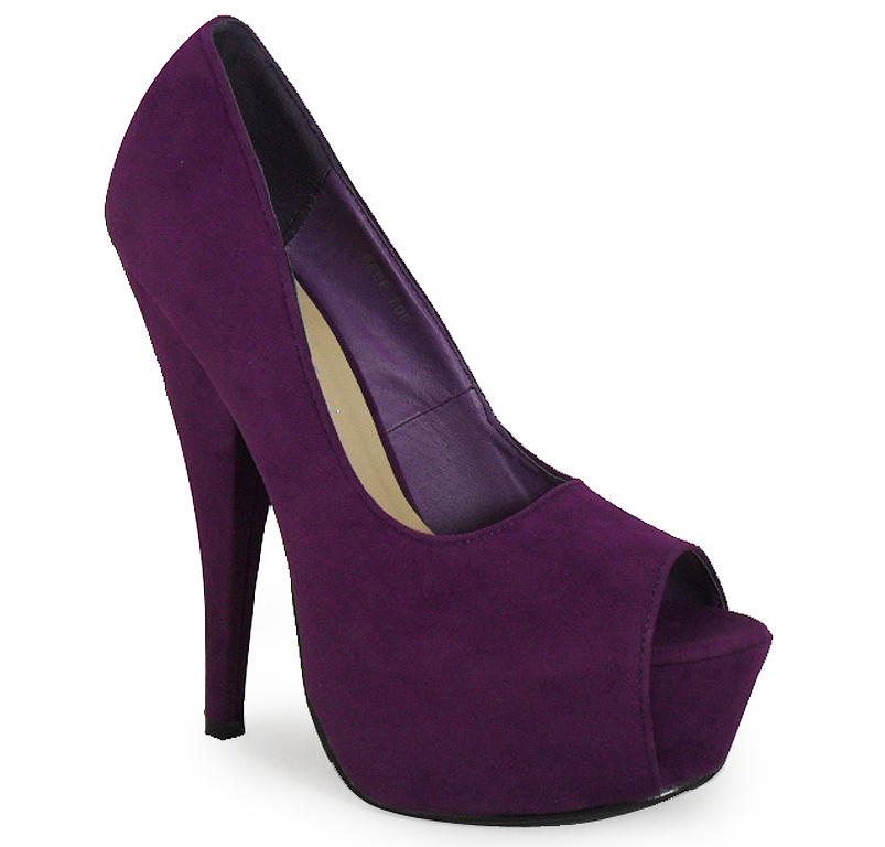 WOMENS LADIES PURPLE PEEPTOE HIGH HEEL SHOES SIZES 3-8 | eBay