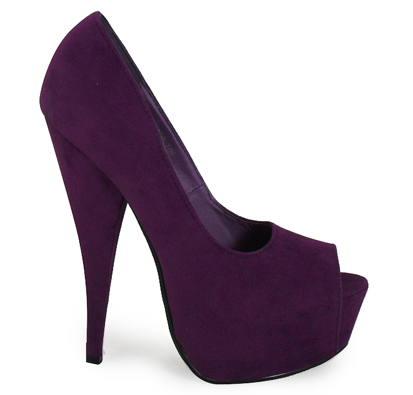 Details about WOMENS LADIES PURPLE PEEPTOE HIGH HEEL SHOES SIZES 3-8