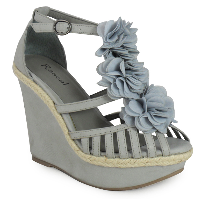 LADIES WOMENS GREY STRAPPY PEEPTOE WEDGE SHOES SIZE 38 eBay